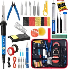 Soldering Iron Kit, 60W Adjustable Temperature 25-in-1, 5pcs Tips, Solder Wire,