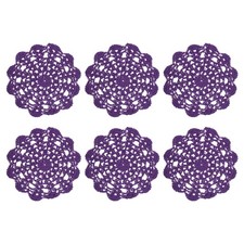 6Pcs Crocheted Cotton Doilies, 5.5" Lace Doilies Lace Placemats, Deep Purple