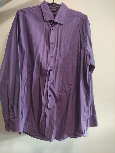 Men Seidensticker Shirt Purple Cotton 42