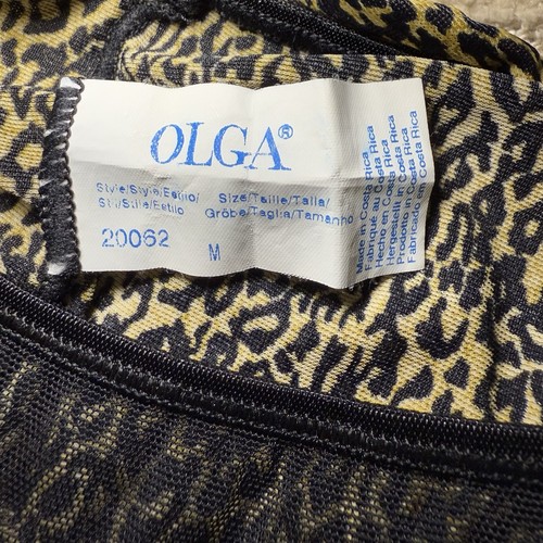 Mutandine bikini nuove senza etichette vintage OLGA leopardate nylon nero oro pizzo 20062 taglio alto M/6 - Foto 3 di 4