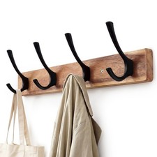 Coat Rack Wall Mount,Acacia Wood Coat Hooks Wall Mount,15" Wall Coat Rack with H