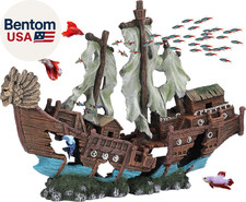 - Large Shipwreck Aquarium Decorations Ornament W/Sail 2 Pieces 20 Gallons Hig