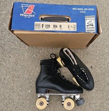 Vtg Riedell 220 Quad Blk Roller Skates Sure-Grip Artistic Wheels Men's 6 1/2 M
