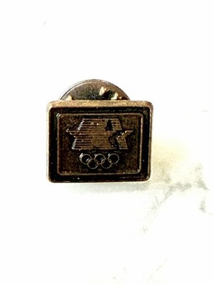  Vintage 1984 Los Angeles Olympics Pin Small Rectangular Olympic Rings 