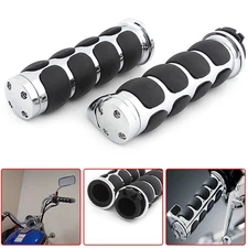 1" 25mm Motorcycle Handle Bar Hand Grips For Harley Touring Softail Honda 96-12