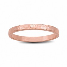 Anillo martillado de oro rosa sólido de 18 quilates de 2 mm tamaño 1-15 anillo fino de oro banda midi apilable