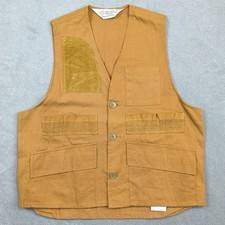Vintage 70s Seaway Hunting Vest Mens M Tan Cotton Canvas Utility Shooting Patch