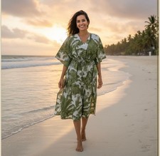 Handmade Indian Cotton Kaftan Long Caftan Beach Wear Night Maxi Gown Plus Size