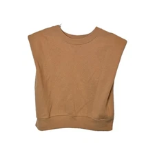 Wild Fable Women's Cropped Sleeveless Sweatshirt Camel Brown Size XL Boxy Struct