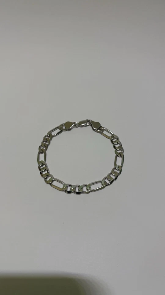 Brazalete de eslabones Figaro plata de ley 925 - 8” - 7 mm - 13,5 g - acabado rodio Foto 2 de 4