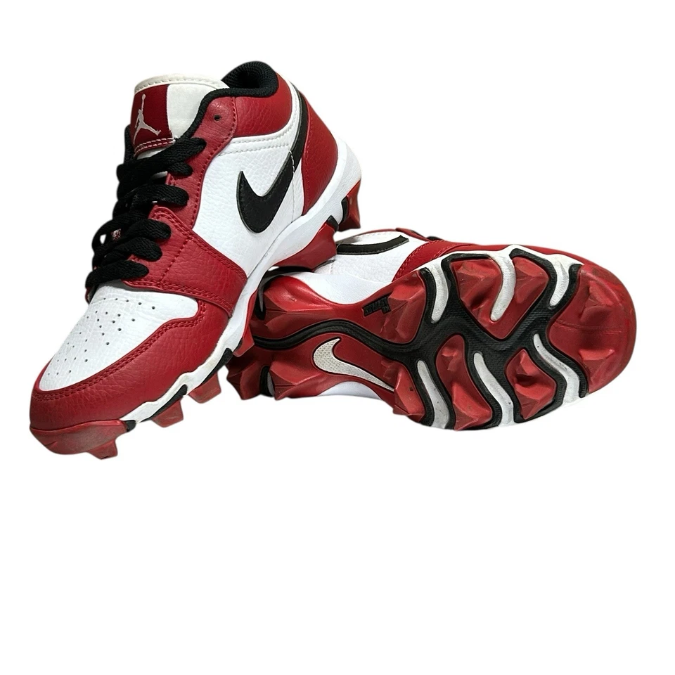 Nike Jordan 1 Low Youth Boys Size 2Y Baseball Cleats Chicago Style - Image 3 of 4