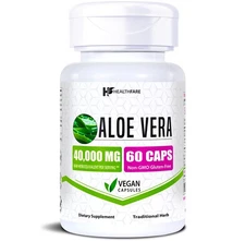 Healthfare Aloe Vera 40,000mg 60 Capsules Digestive Support Non-GMO Made in USA