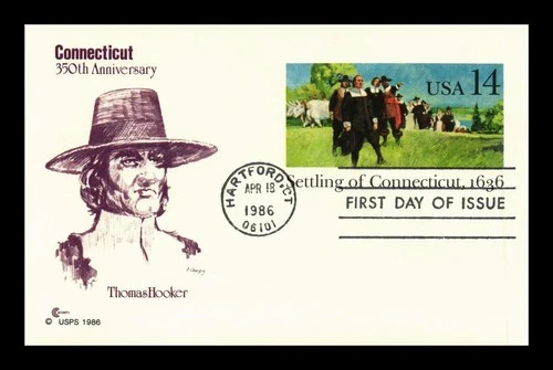 DR JIM STAMPS US FIRST DAY CARD SETTLING OF CONNECTICUT COVER CRAFT CACHET