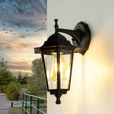 Außenleuchte Wand Terrasse IP44 Schwarz E27 Rustikal Aluminium Glas Wandlampe