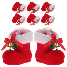 8Pcs Red Reusable Flocking Christmas Candy Boot Storage Gift Boot Pendant