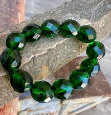 Emerald Fire Polished 10mm 12 Pcs Czech Faceted Glass Beads #GAR