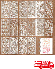 16PCS Reusable Craft Stencils Leaf Floral Painting Templates 8.7x4.1 DIY Art