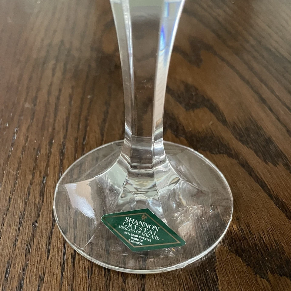 8 Shannon 24% Lead Crystal Ireland Wine Glass Set Etched Wheat Flower Stephanie - Image 4 of 4