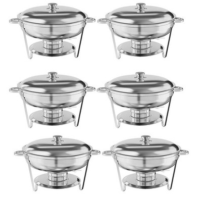 4,7L Rund Chafing Dish Buffet Set Edelstahl Speisenwärmer für Party Catering
