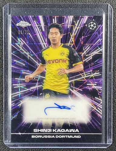 SHINJI KAGAWA 2025-26 TOPPS CHROME UCC BLACK/PURPLE LAZER REFRACTOR AUTO 11/75