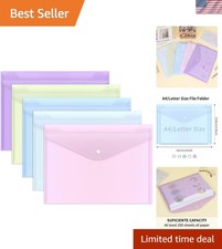 5pcs Stylish Transparent A4 File Folders with Snap Closure for School Office