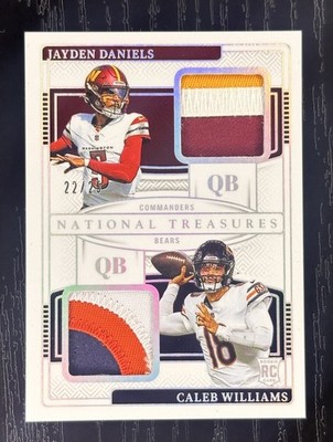 2024 National Treasures Jayden Daniels Caleb Williams Dual Patch Rookie /25