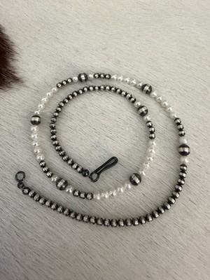 16  2mm 5mm Desert Pearls & Fresh Water Pearls Native Made Navajo Sterling