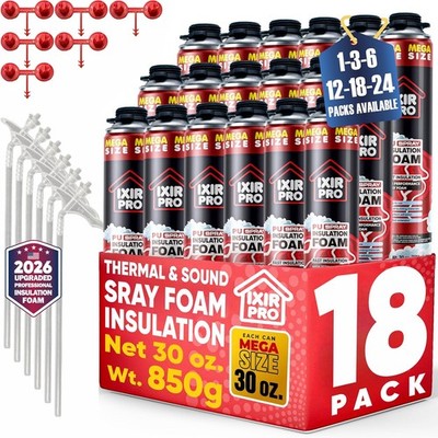 Mega Size Spray Foam Insulation Can (18x30 oz. / 850 g) Expanding Sealant