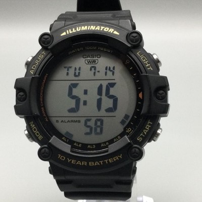 Casio 3502 AE-1500WH Mens Watch 50mm Digital Black 5 Alarms Chronograph