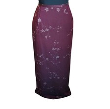 Vintage 90s Urban Works Chiffon Floral Maxi Skirt XL Burgundy Whimsigoth Read