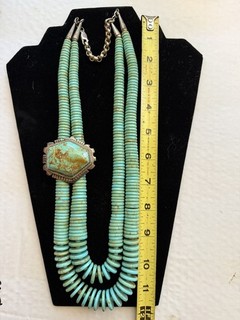 HUGE Jimmy Calabaza “Ca’Win” KEWA Turquoise Sterling ASYMETRICAL double STRAND