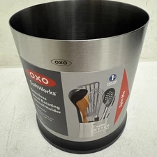 OXO Good Grips Stainless Steel Rotating Utensil Holder Organizer Spins 360°
