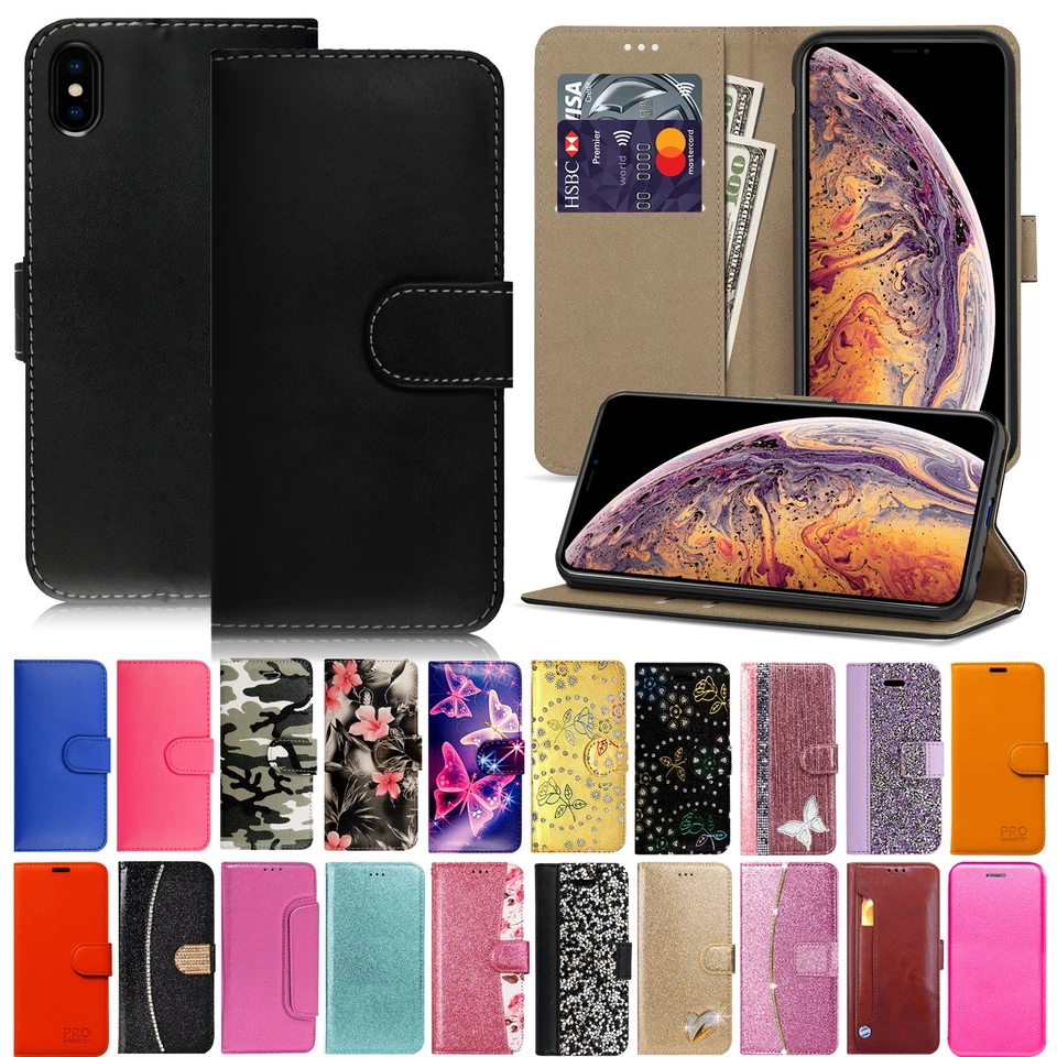 PGL For iPhone X XR XS Max Leather Flip Magnetic Wallet Protective Phone Case Cover
