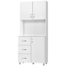HOMCOM Kitchen Storage Cabinet Wooden Cupboard Organiser, White