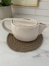   Vintage MCM Mid-Century Modern Minimalist Cream Matte Japanese Style Teapot  