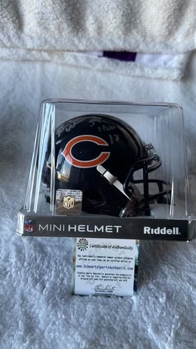 Brian Urlacher Autographed Inscribed “54 HOF 18” Mini Helmet Urlacher (Schwartz)