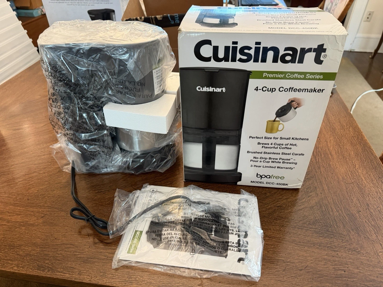 Cuisinart #DCC-450BK Coffee 4-Cup Maker with Stainless-Steel Carafe, Black -NEW
Opens in a new windo
