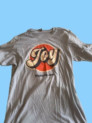 The Joy FM Gray T-Shirt Large Crewneck 100% Cotton Retro Graphic Logo