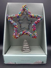 White Pine Holiday Star Tree Topper Beaded and Bell Star Tree Topper NEW in Pkg