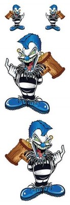 Aufkleber-Set Böser Hammer Clown 9 x 7 cm Mallet Clown Decal Sticker Gemein