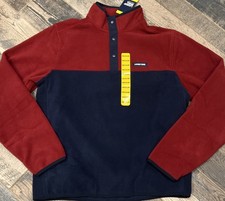 New LANDS' END Heritage Fleece T-Snap Neck Pullover Colorblock Mens Size M