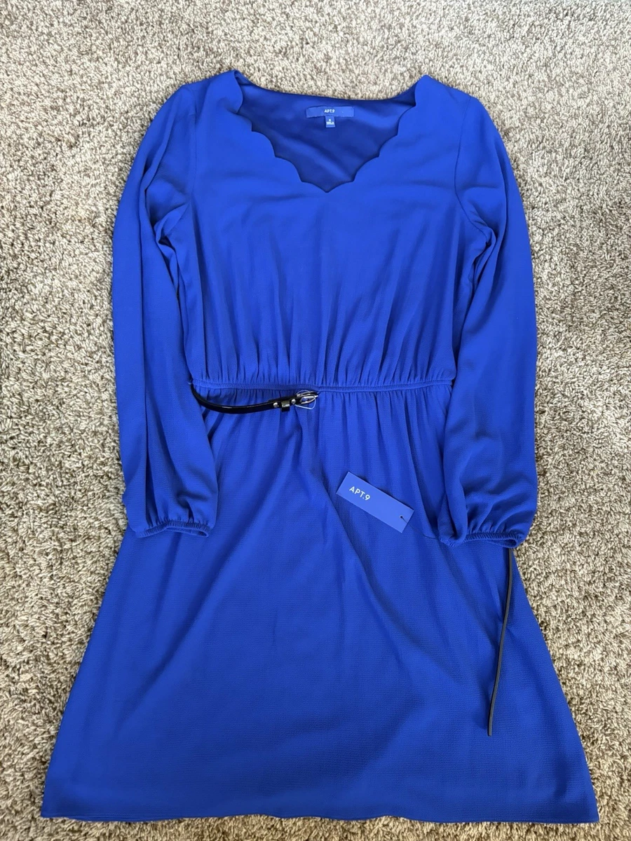 apt 9 long sleeve dress Apt 9 Dress Teal Blue Beaded Neckline Long