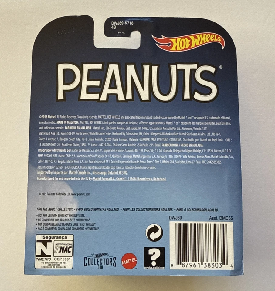 Hot Wheels 2016 Peanuts Snoopy sellado de fábrica Foto 2 de 2