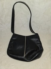 Tula Black Real Leather Fixed Strap Zip And Snap Close Shoulder Bag