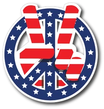 1960's PEACE SIGN Vintage Style Vinyl DECAL Sticker USA Flag Hippie Window Truck
