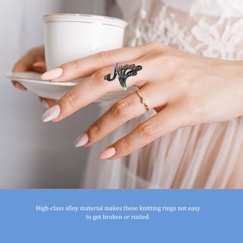 10 Pcs Miss Crochet Finger Protector Handmade Rings - Photo 2/12