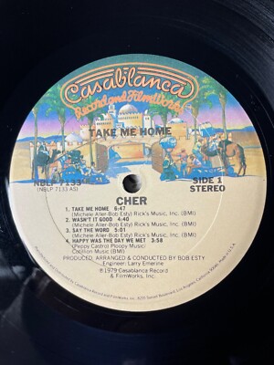 Cher Take Me Home Vinyl LP Casablanca Rock Funk NBLP 7133 1979 NO COVER
