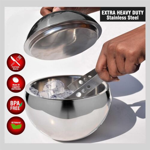 Double-Wall Stainless Steel Insulated Ice Bucket with Lid, 1500 ml, Spherical. - Picture 3 of 4