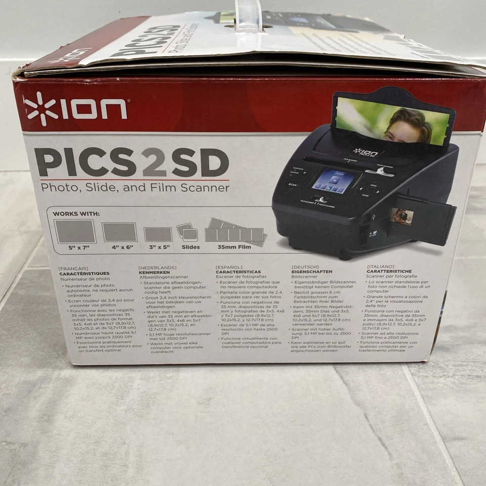 ION Audio Pics 2 SD Photo, Slide & Film Scanner 35mm Slides, 3x5, 4x6, & 5x7 - Image 2 of 4