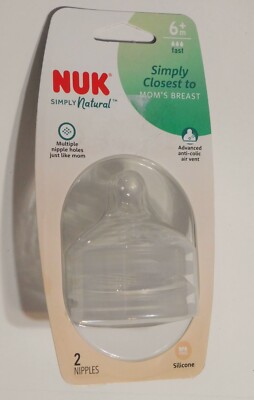 NUK, Simply Natural, Nipples, 6+ Months, Fast Flow, 2 Pack